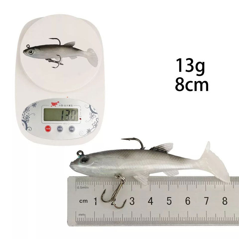 10PCS Soft Poddy Mullet Fishing Lures with Paddle Tail Vibration