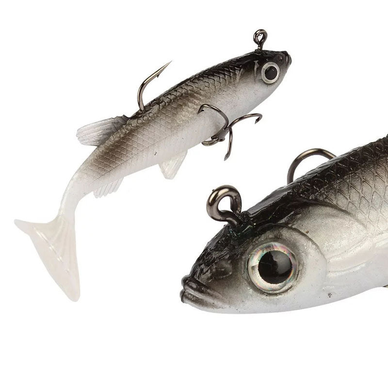 10PCS Soft Poddy Mullet Fishing Lures with Paddle Tail Vibration