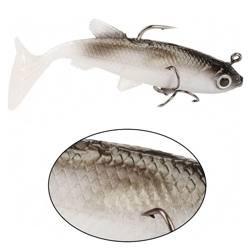 10PCS Soft Poddy Mullet Fishing Lures with Paddle Tail Vibration