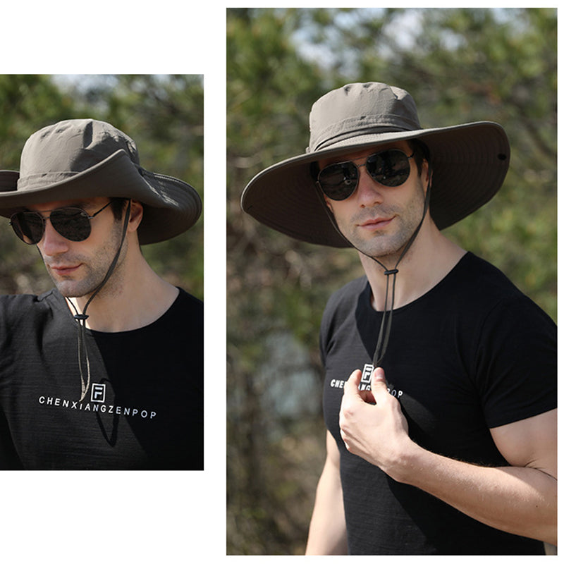 Outdoor Sun Hat with Wide Brim UV Protection and Mesh Ventilation