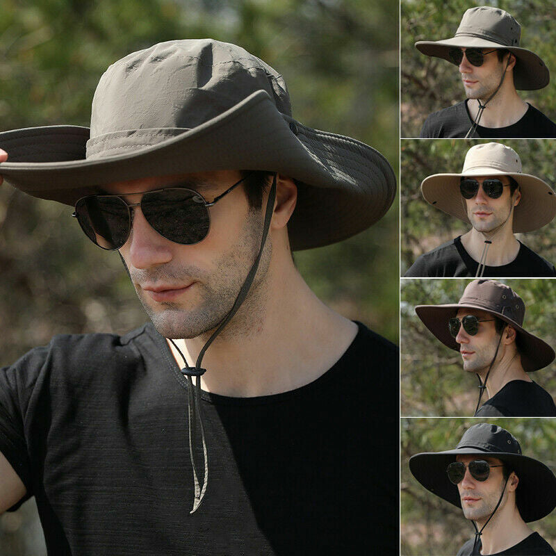Outdoor Sun Hat with Wide Brim UV Protection and Mesh Ventilation