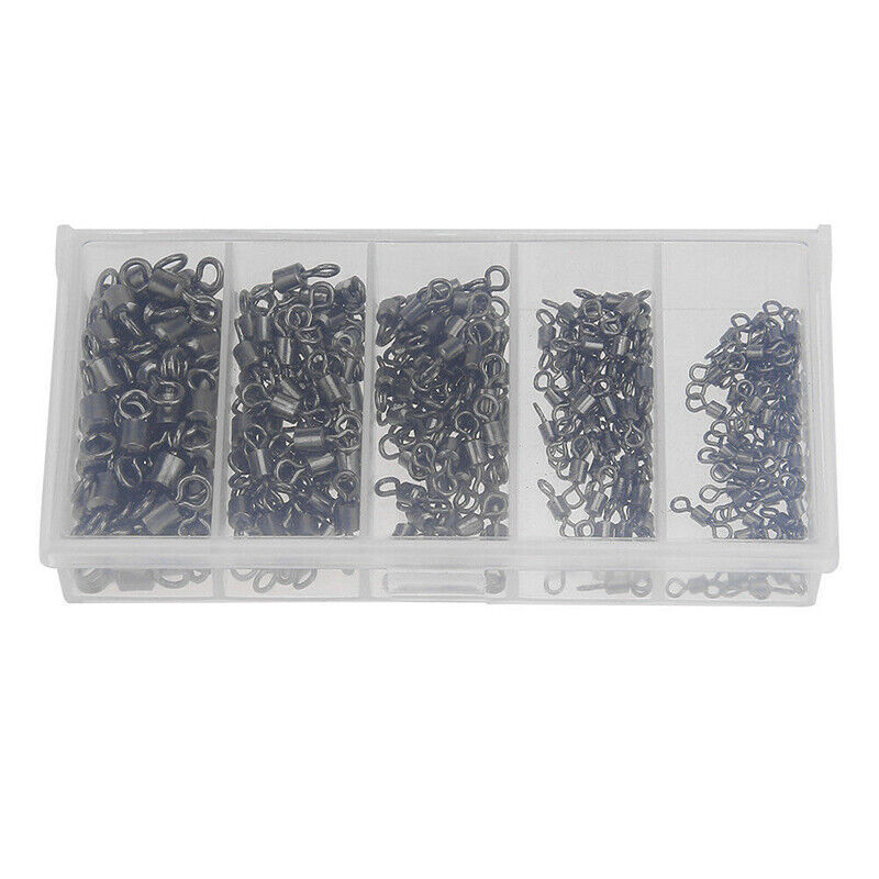 250PCS Ball Bearing Fishing Swivels with Solid Ring & Case for Tackle Box
