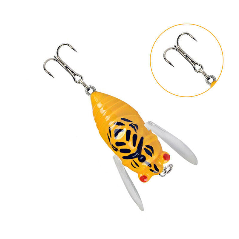 4PCS Topwater Popper Fishing Lures with 3D Eyes and Treble Hooks