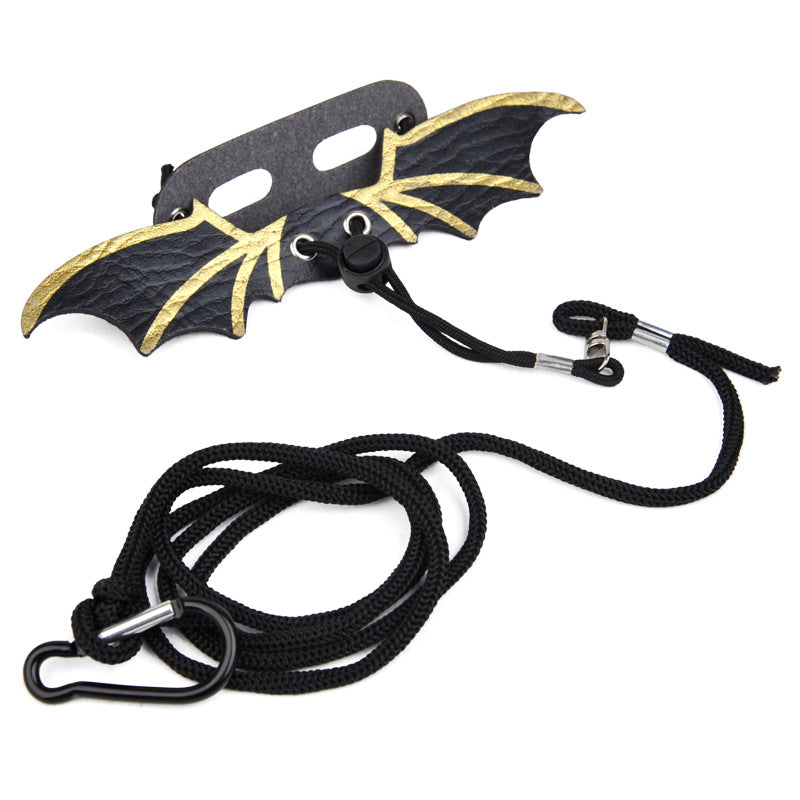 Adjustable Leather Lizard Leash With Wings Reptile Harness Set