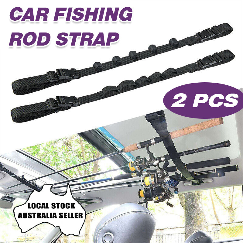 2pcs Fishing Rod Rack Strap for Car Adjustable Vehicle Rod Holder