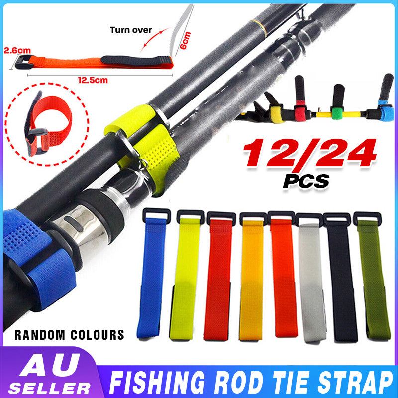 Adjustable Fishing Rod Fixed Ties Nylon Straps 12 24PCS Set