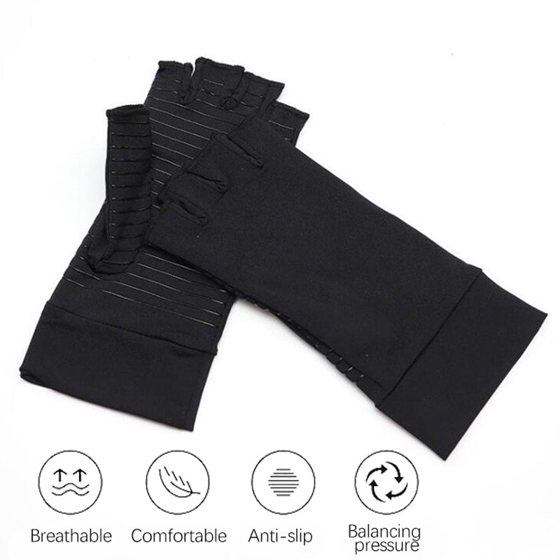 Copper Arthritis Compression Gloves Fingerless Pain Relief Support