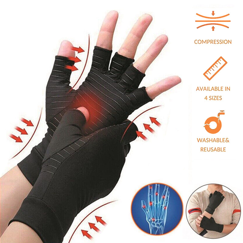 Copper Arthritis Compression Gloves Fingerless Pain Relief Support