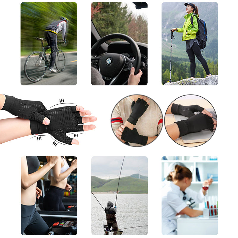 Copper Arthritis Compression Gloves Fingerless Pain Relief Support