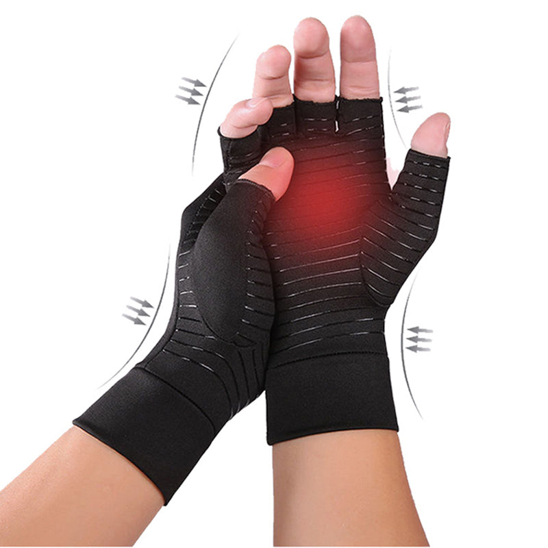 Copper Arthritis Compression Gloves Fingerless Pain Relief Support