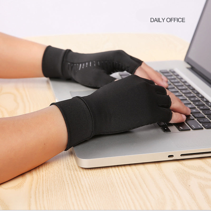 Copper Arthritis Compression Gloves Fingerless Pain Relief Support