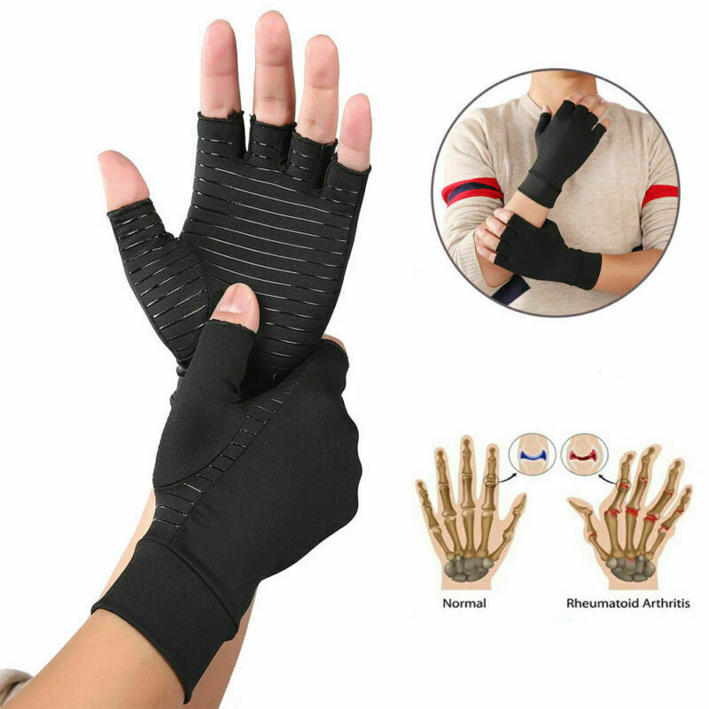 Copper Arthritis Compression Gloves Fingerless Pain Relief Support