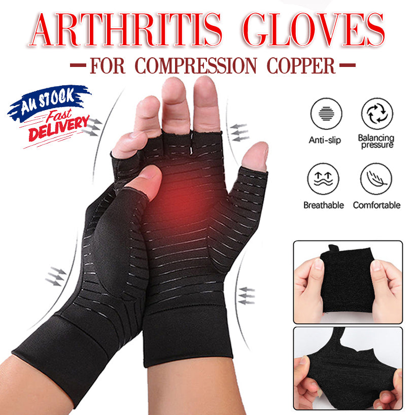 Copper Arthritis Compression Gloves Fingerless Pain Relief Support