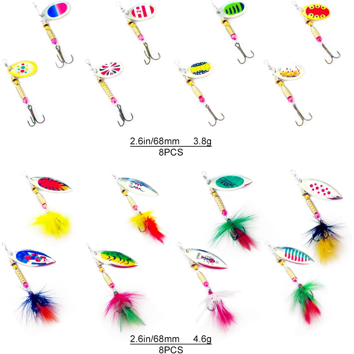 16 PCS Fishing Lure Metal Spinner Bait Bass Tackle Crankbait Spoon Trout Bass