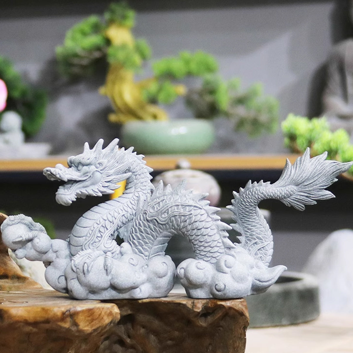 Imitation Lapis Lazuli Dragon Ornament Handcrafted Decorative Statue