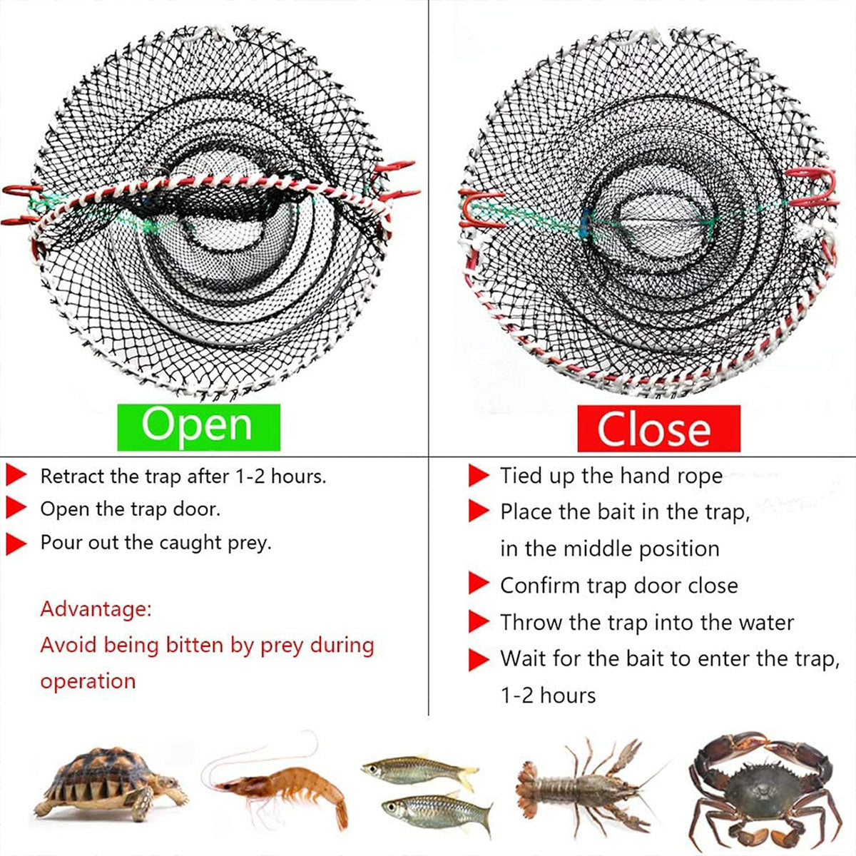 2PCS Shrimp Crab Lobster Fishing Net Trap Set
