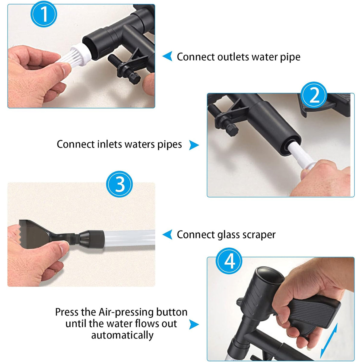 Efficient Fish Tank Gravel Cleaner Multi-functional 6-in-1 Cleaning Kit