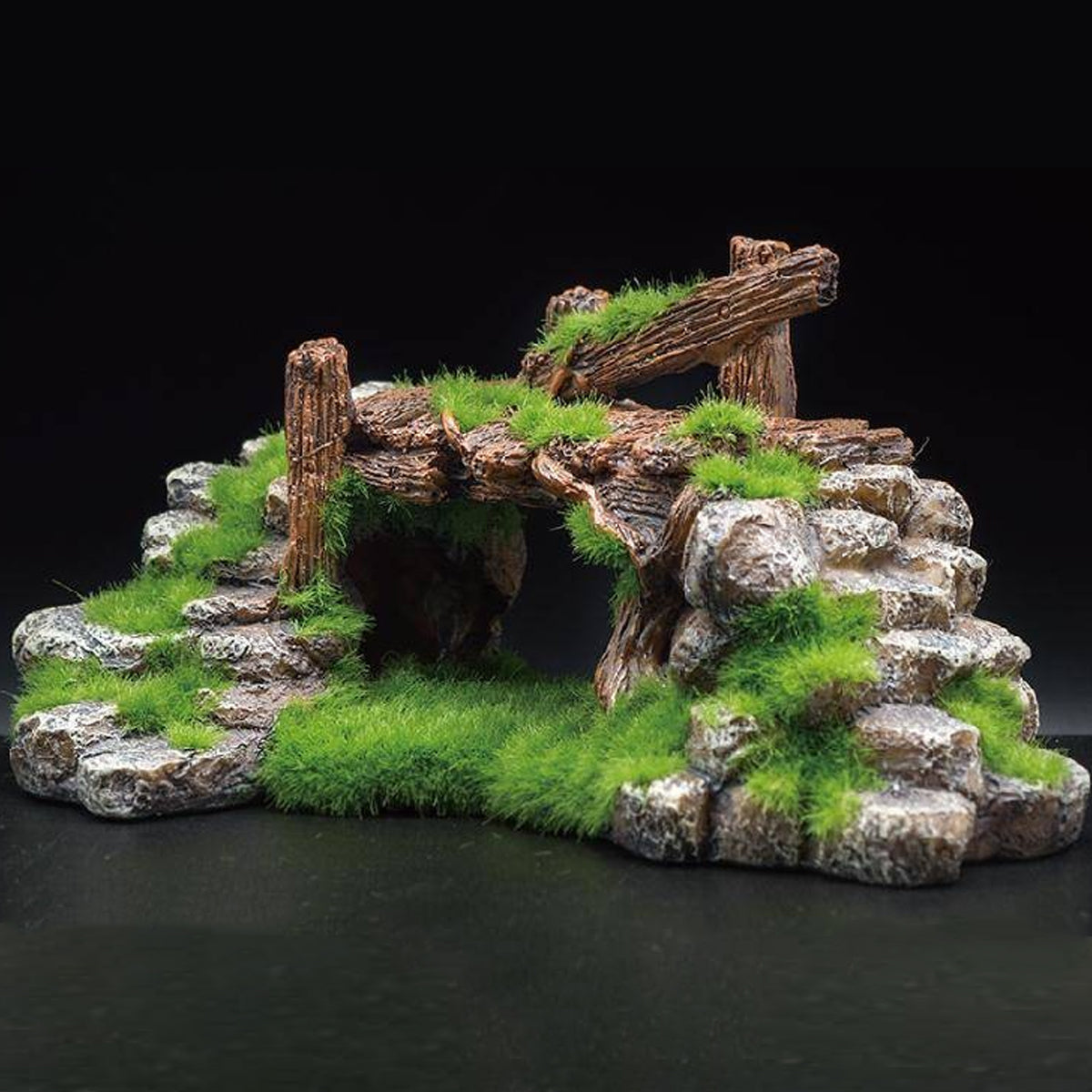 Resin Moss Bridge Decoration Aquarium Ornament For Fish & Turtle Tanks