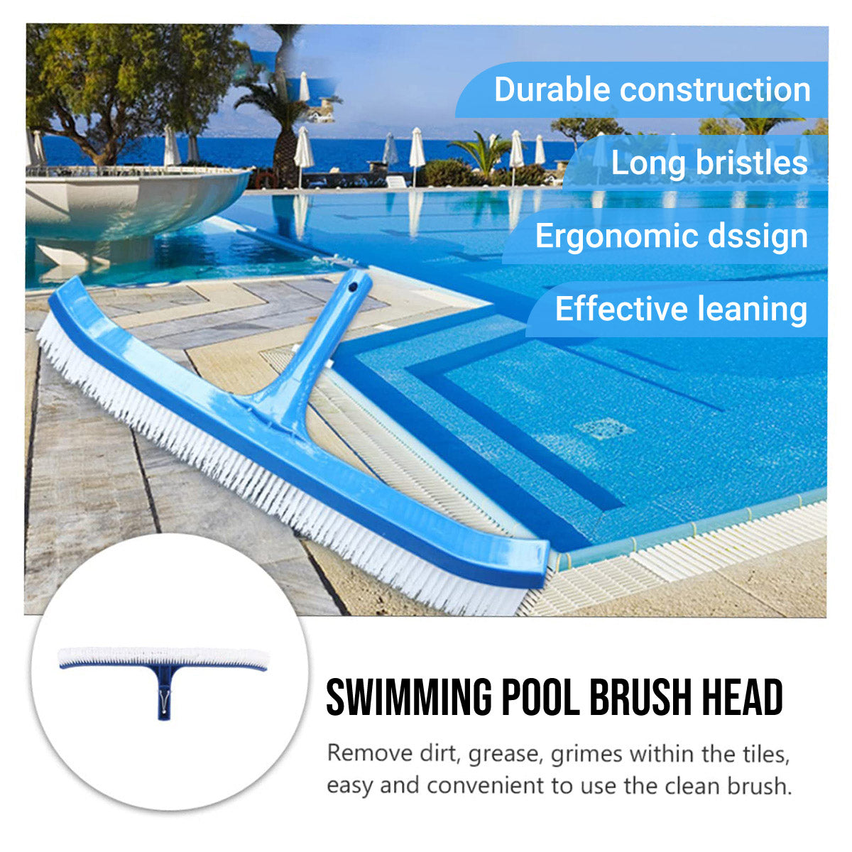 18 Inch Pool Cleaning Brush Heavy Duty For Pools Ponds And Spas