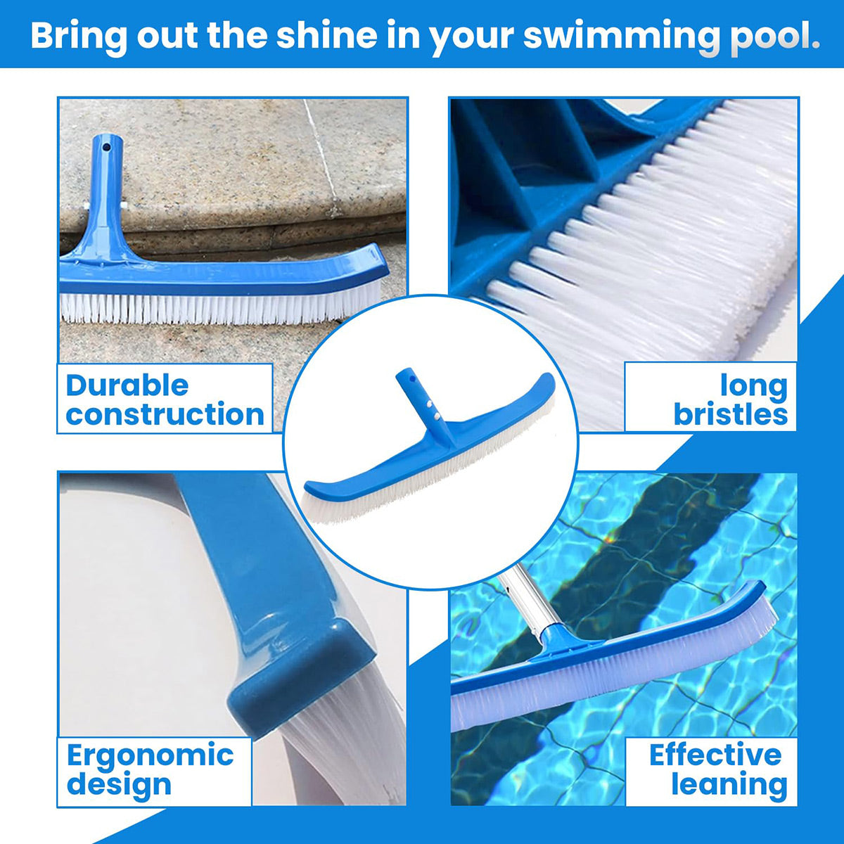 18 Inch Pool Cleaning Brush Heavy Duty For Pools Ponds And Spas