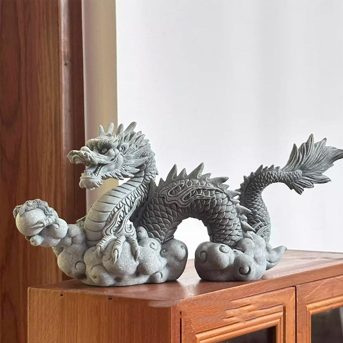Imitation Lapis Lazuli Dragon Ornament Handcrafted Decorative Statue