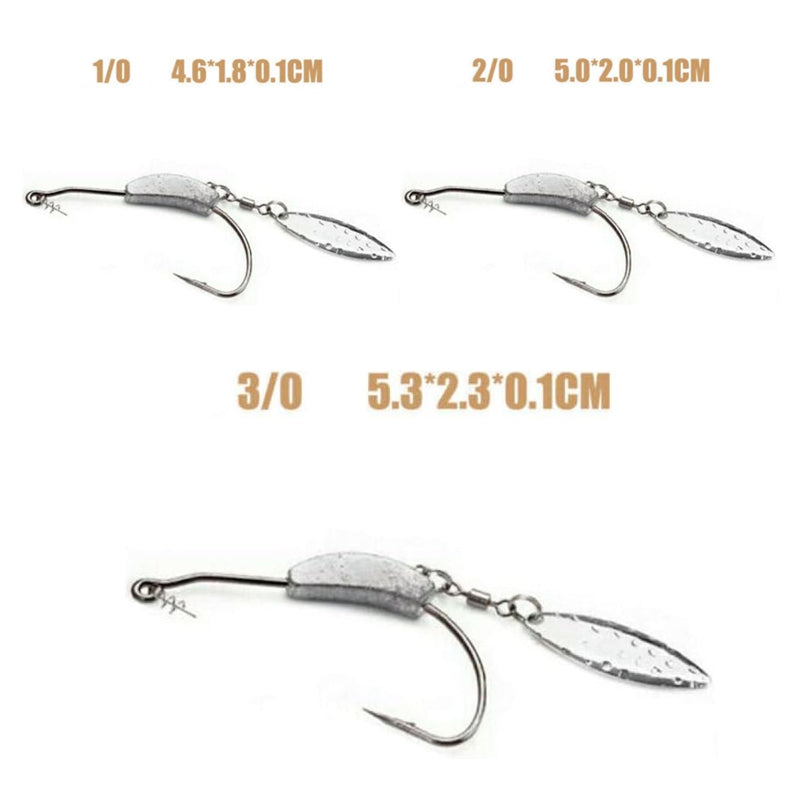 Weedless Jighead Hook Set Swimmer Worm Hooks 1/0–3/0