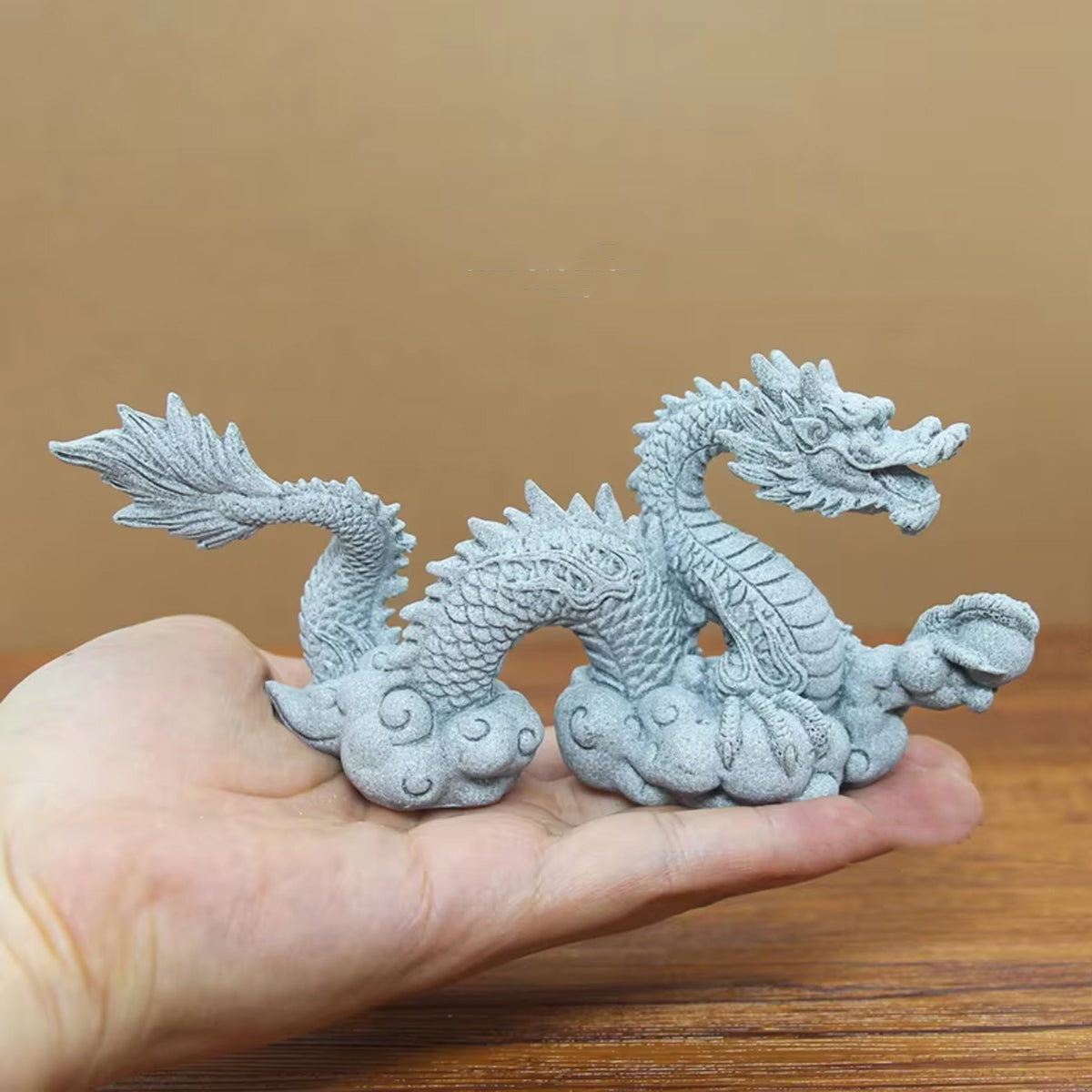 Imitation Lapis Lazuli Dragon Ornament Handcrafted Decorative Statue