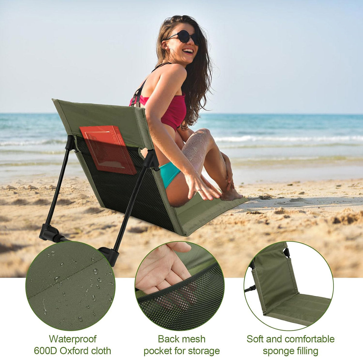Portable Folding Camping Chair with Backrest Support Outdoor Gear