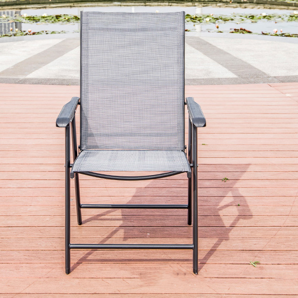 Comfortable Folding Metal Chair with Mesh Backrest for Outdoor Use