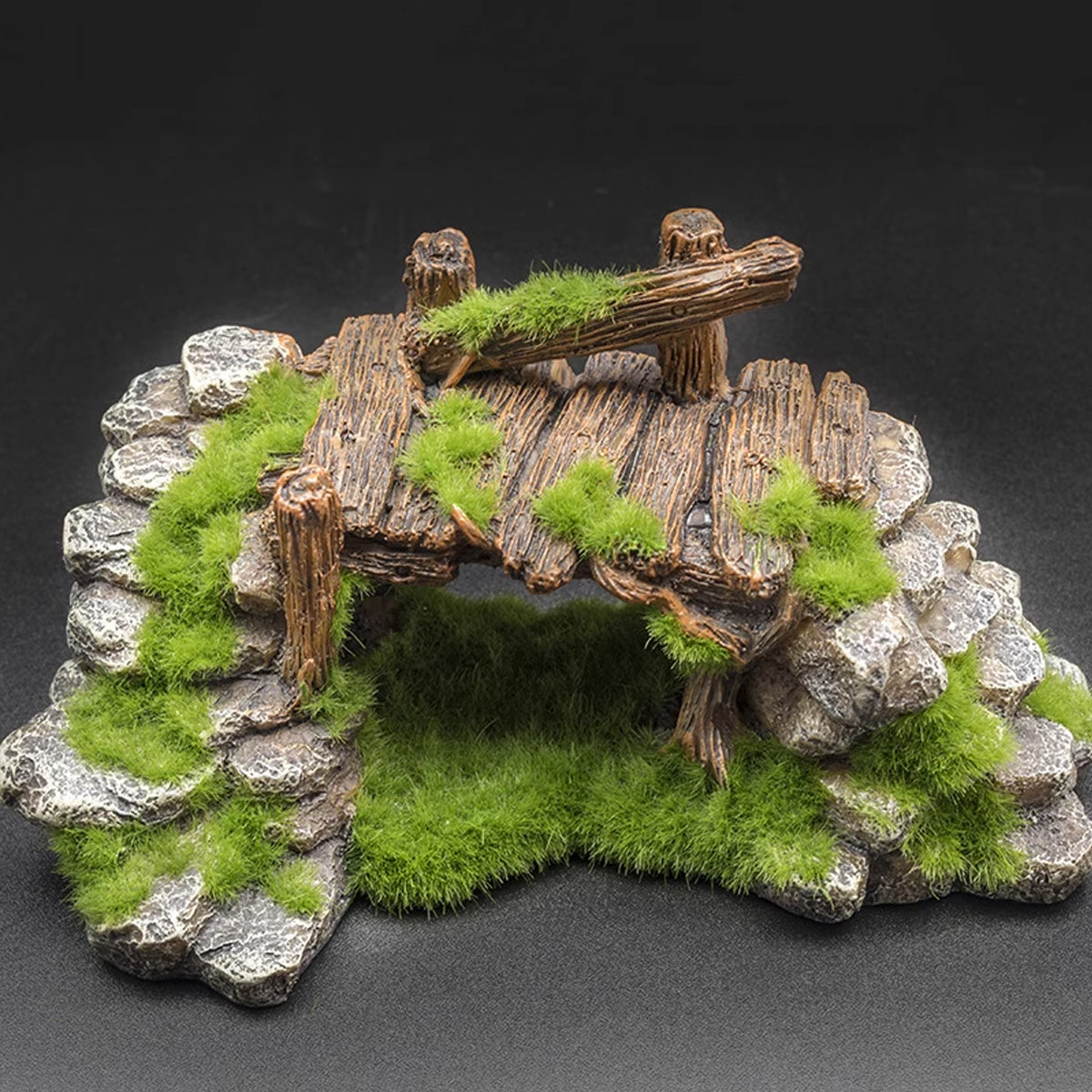Resin Moss Bridge Decoration Aquarium Ornament For Fish & Turtle Tanks