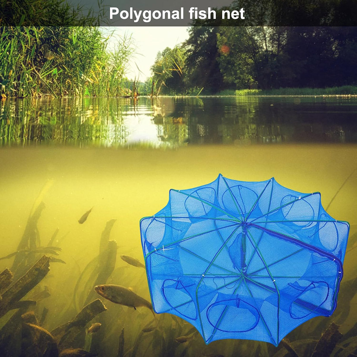 Foldable Fishing Net Trap with 6 8 10 Holes