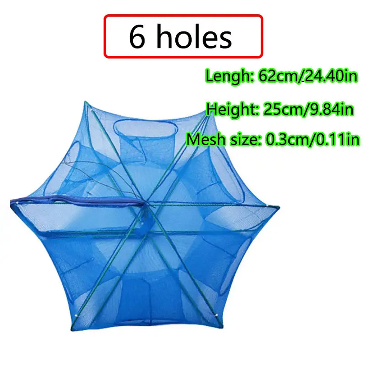 Foldable Fishing Net Trap with 6 8 10 Holes