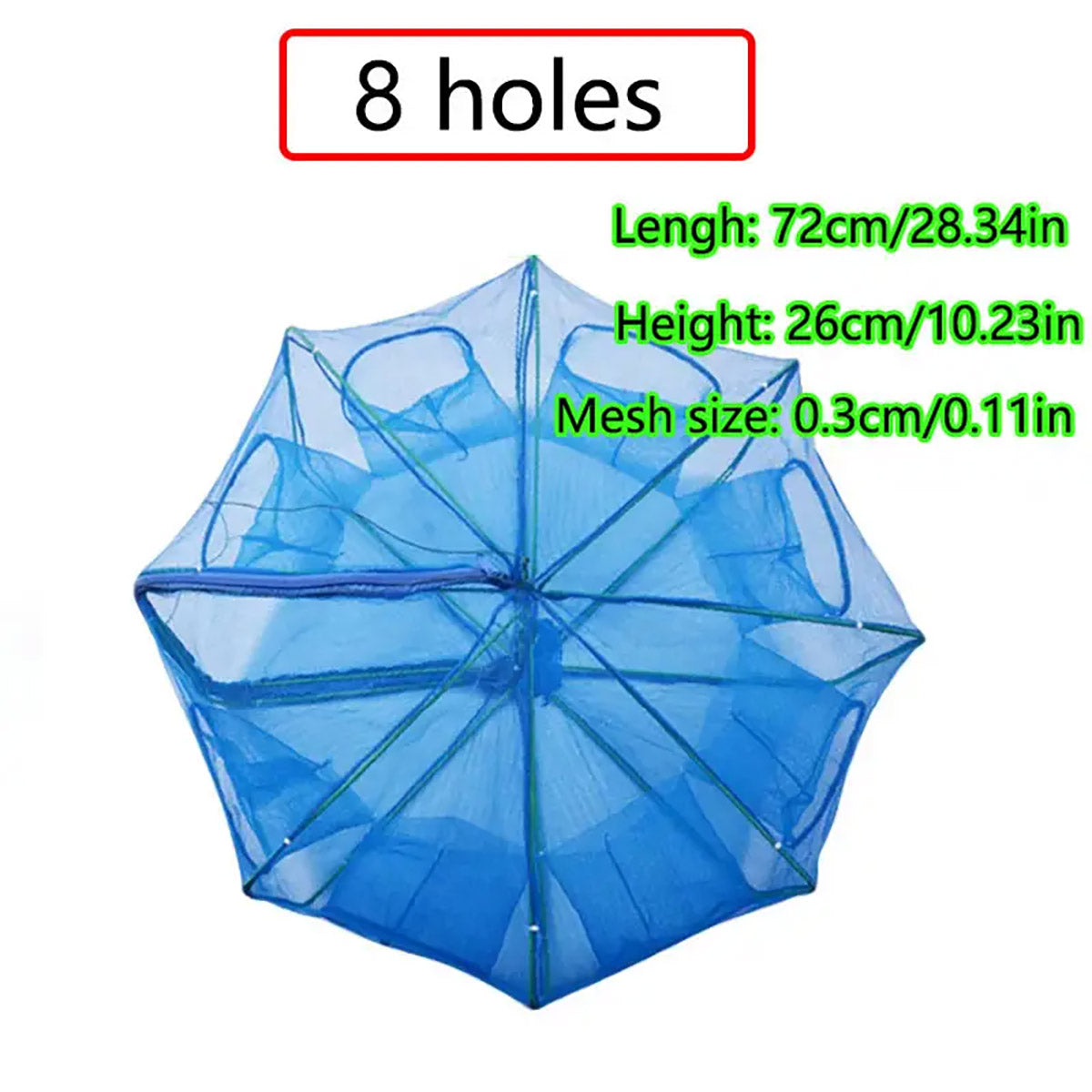 Foldable Fishing Net Trap with 6 8 10 Holes