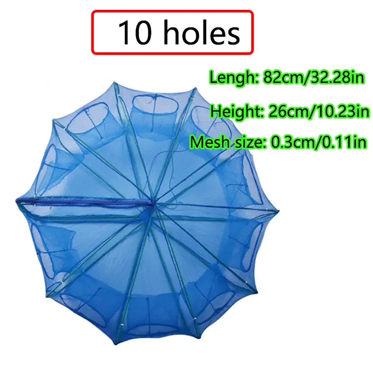 Foldable Fishing Net Trap with 6 8 10 Holes