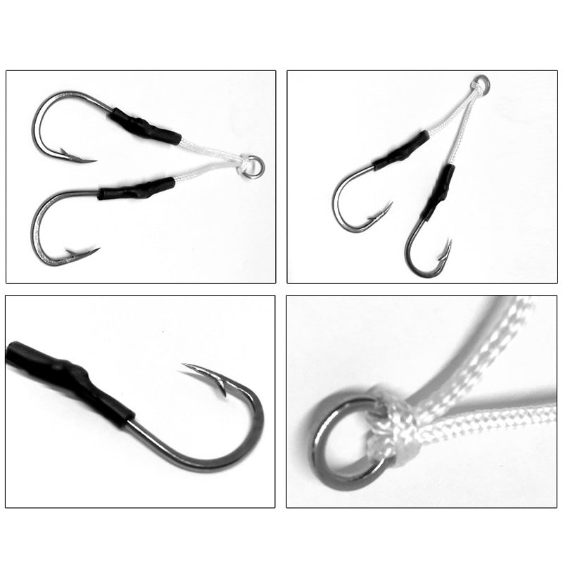 4PCS Twin Assist Jig Hooks for Micro & Slow Pitch Jigs