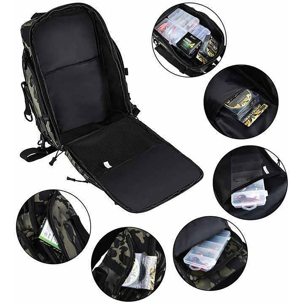 Men's Tactical Camouflage Backpack with Rod Holder for Outdoor Use