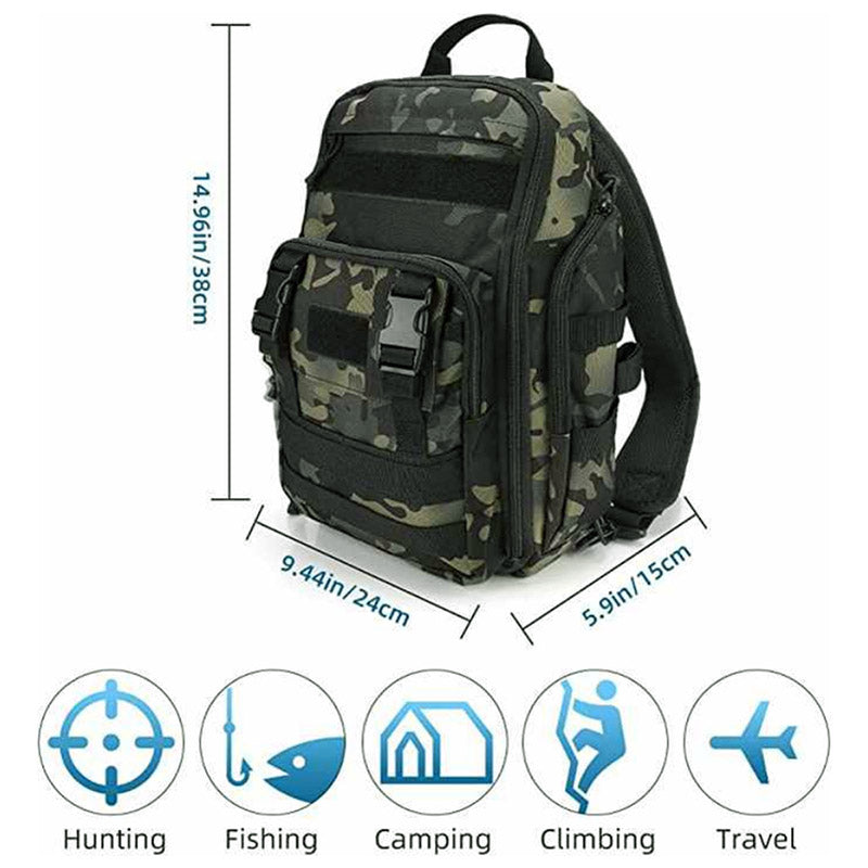 Men's Tactical Camouflage Backpack with Rod Holder for Outdoor Use