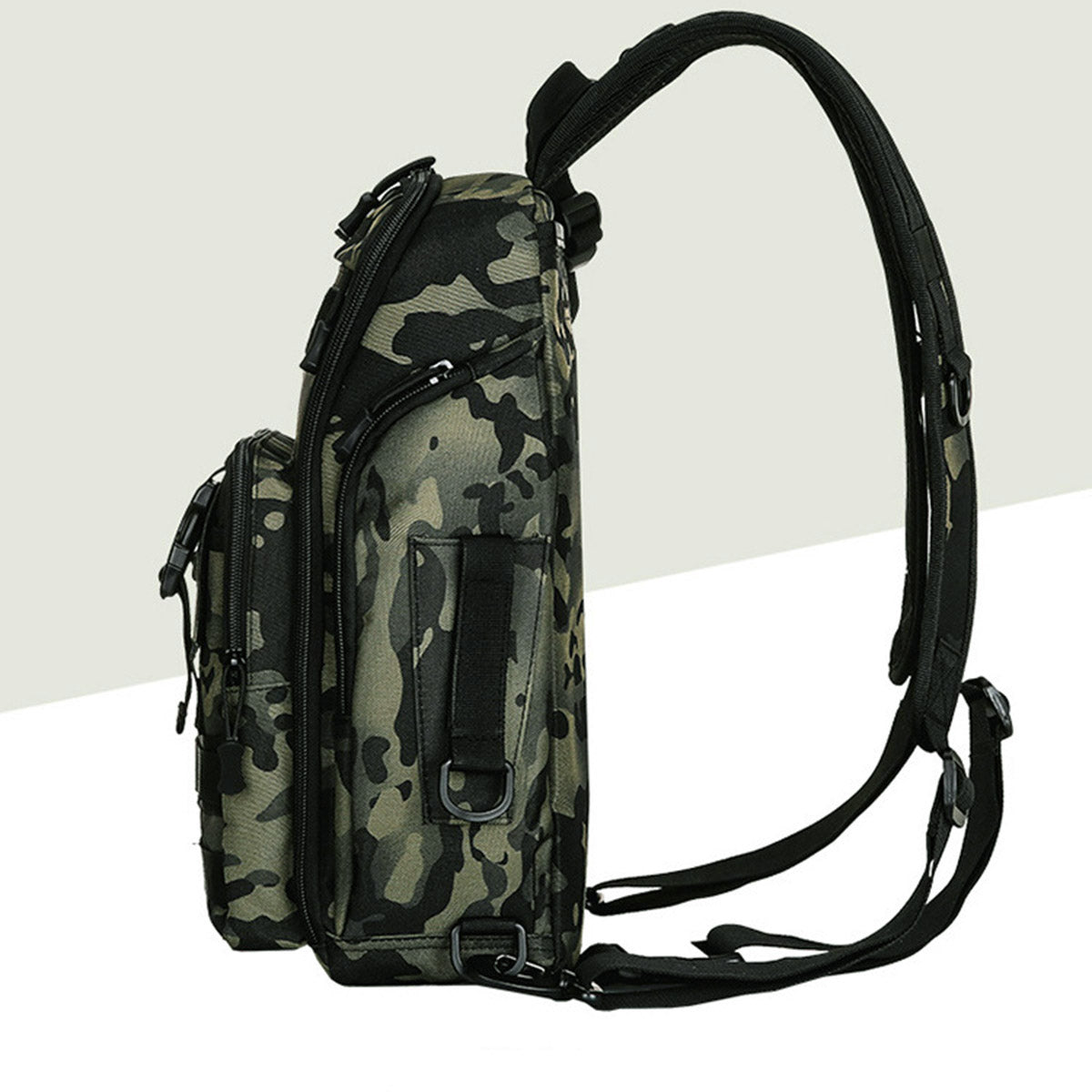 Men's Tactical Camouflage Backpack with Rod Holder for Outdoor Use