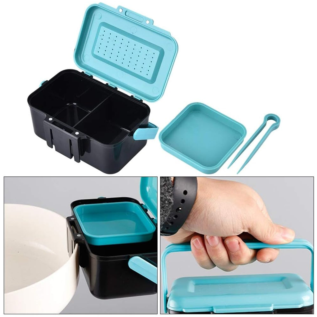 Handle Waist Hanging Live Bait Box Earthworm Clip Fishing Tackle Accessory Case