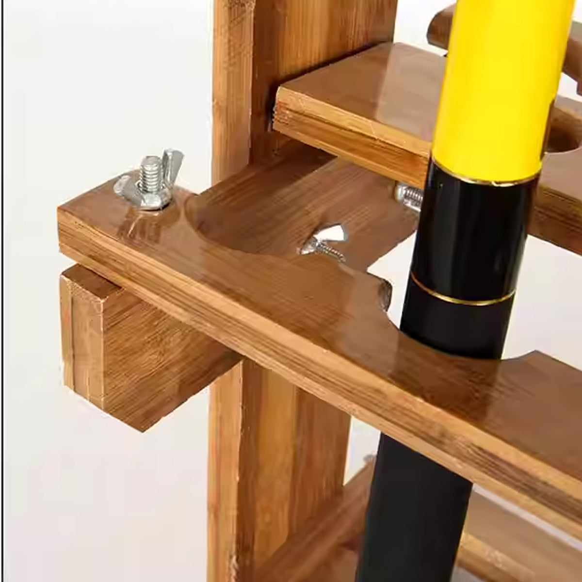 Wooden Fishing Rod Rack Bamboo Stand Holds 21 Rods For Storage