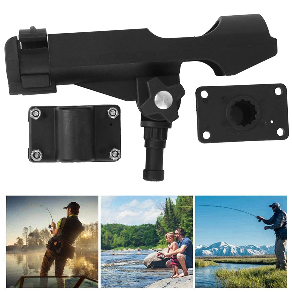 Kayak Rod Holder Adjustable 360° Swivel Rail Mount System