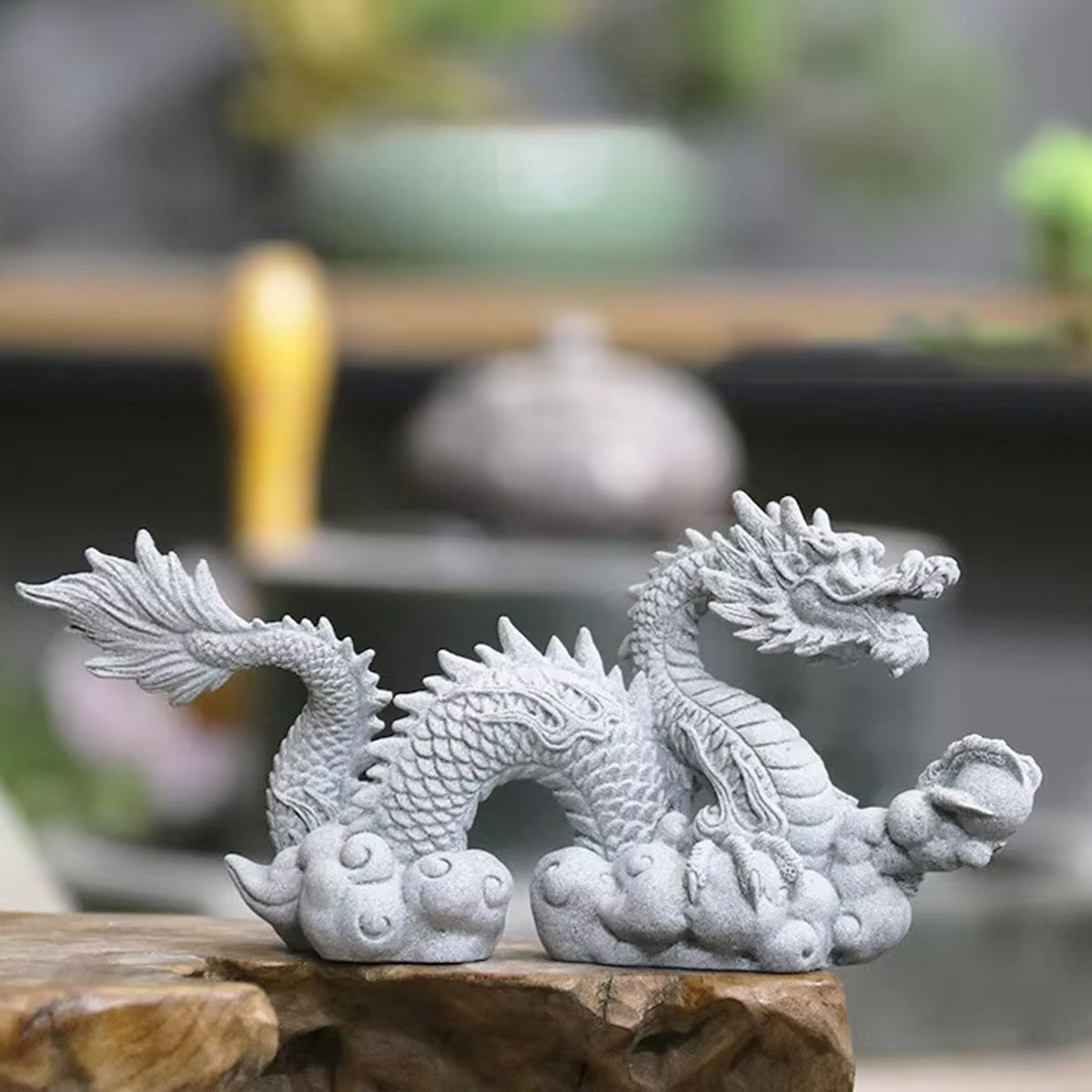Imitation Lapis Lazuli Dragon Ornament Handcrafted Decorative Statue