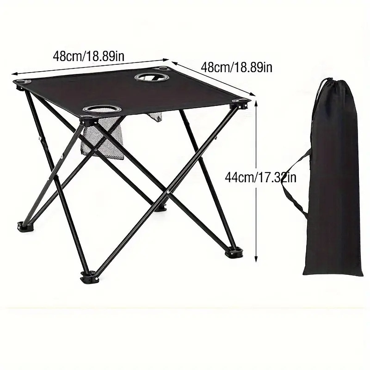 Folding Camping Table with Cup Holders and Storage Net Outdoor Use