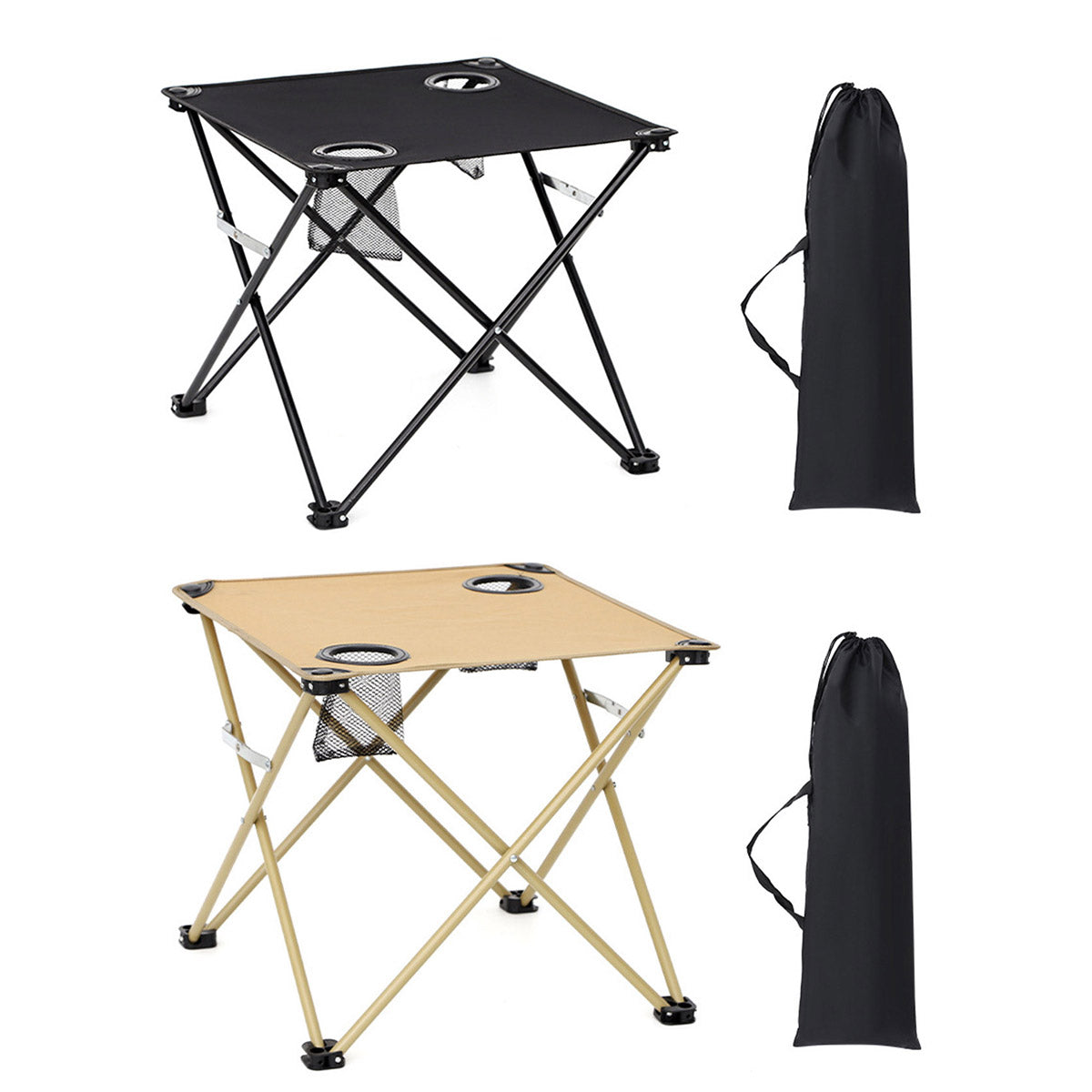 Folding Camping Table with Cup Holders and Storage Net Outdoor Use