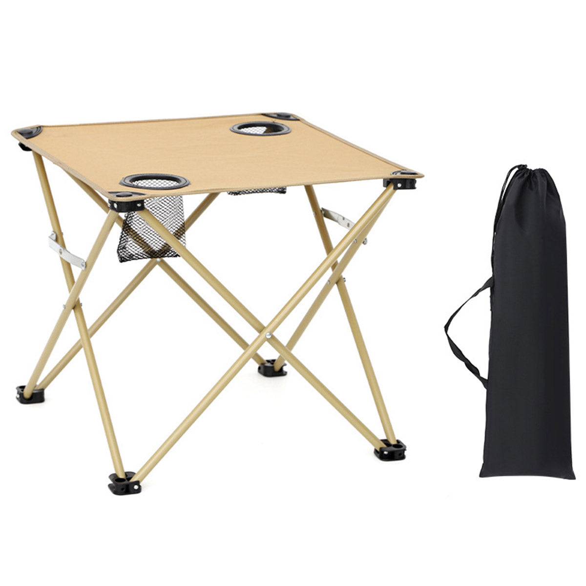 Folding Camping Table with Cup Holders and Storage Net Outdoor Use