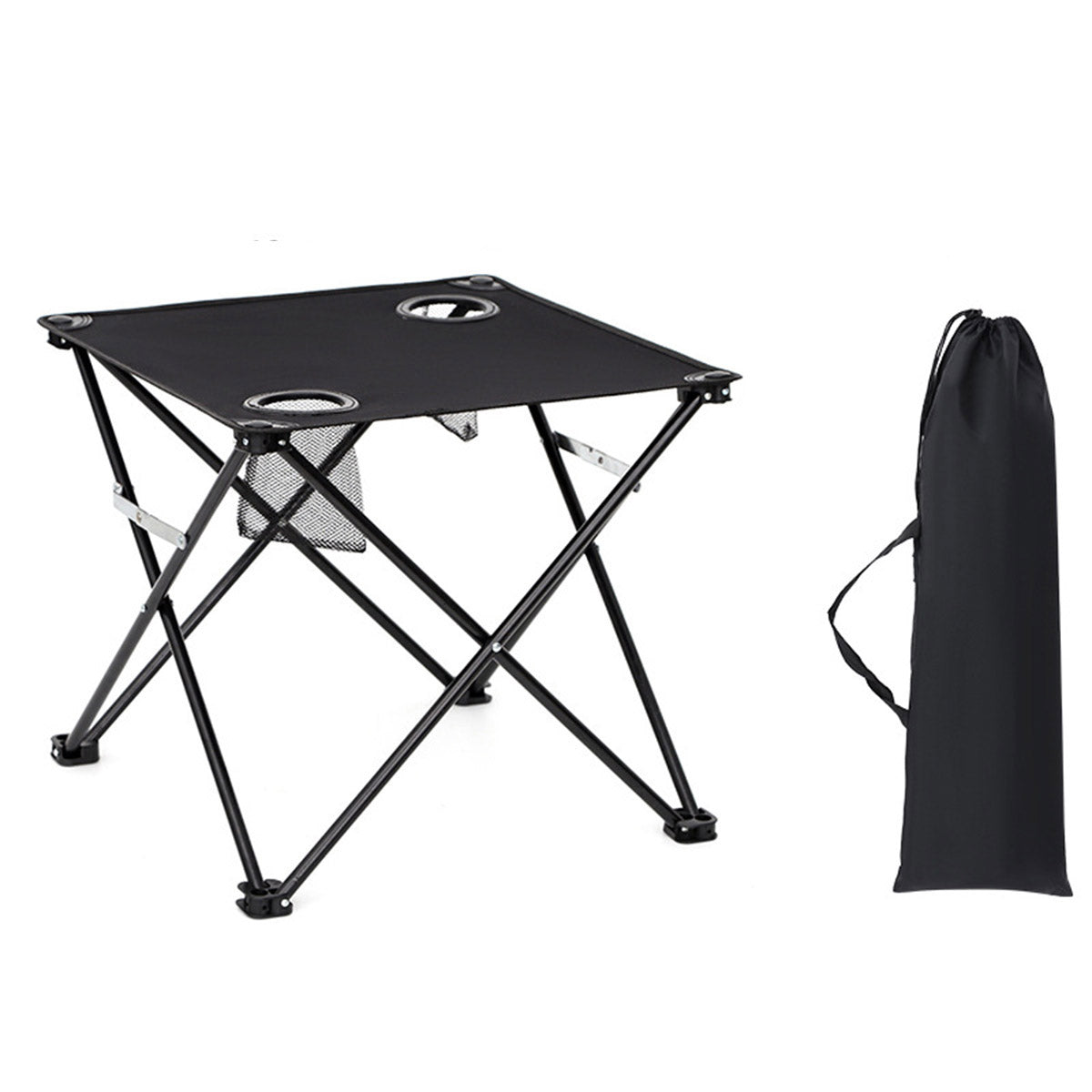 Folding Camping Table with Cup Holders and Storage Net Outdoor Use