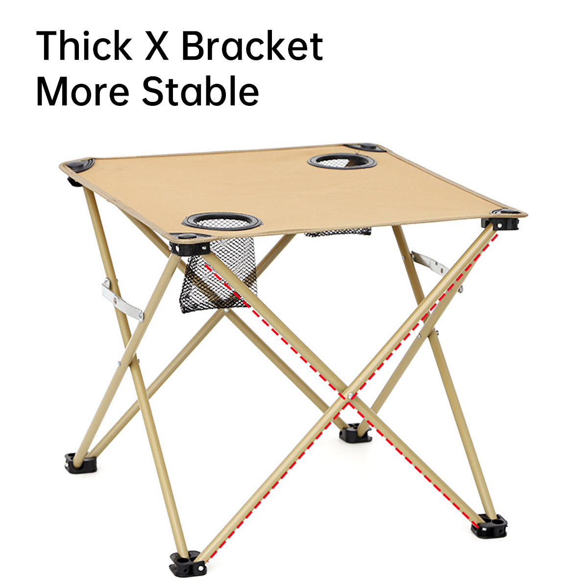 Folding Camping Table with Cup Holders and Storage Net Outdoor Use