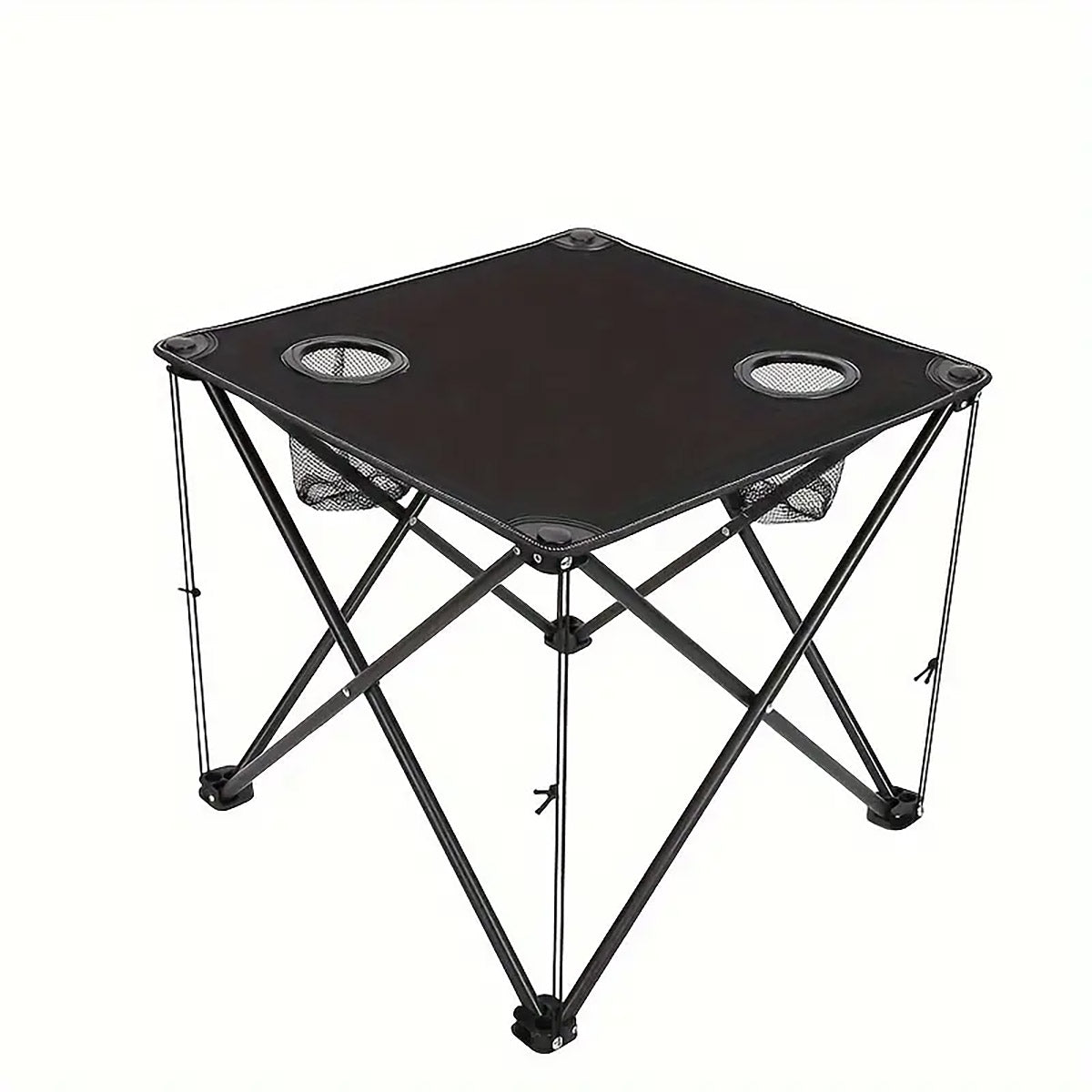 Folding Camping Table with Cup Holders and Storage Net Outdoor Use