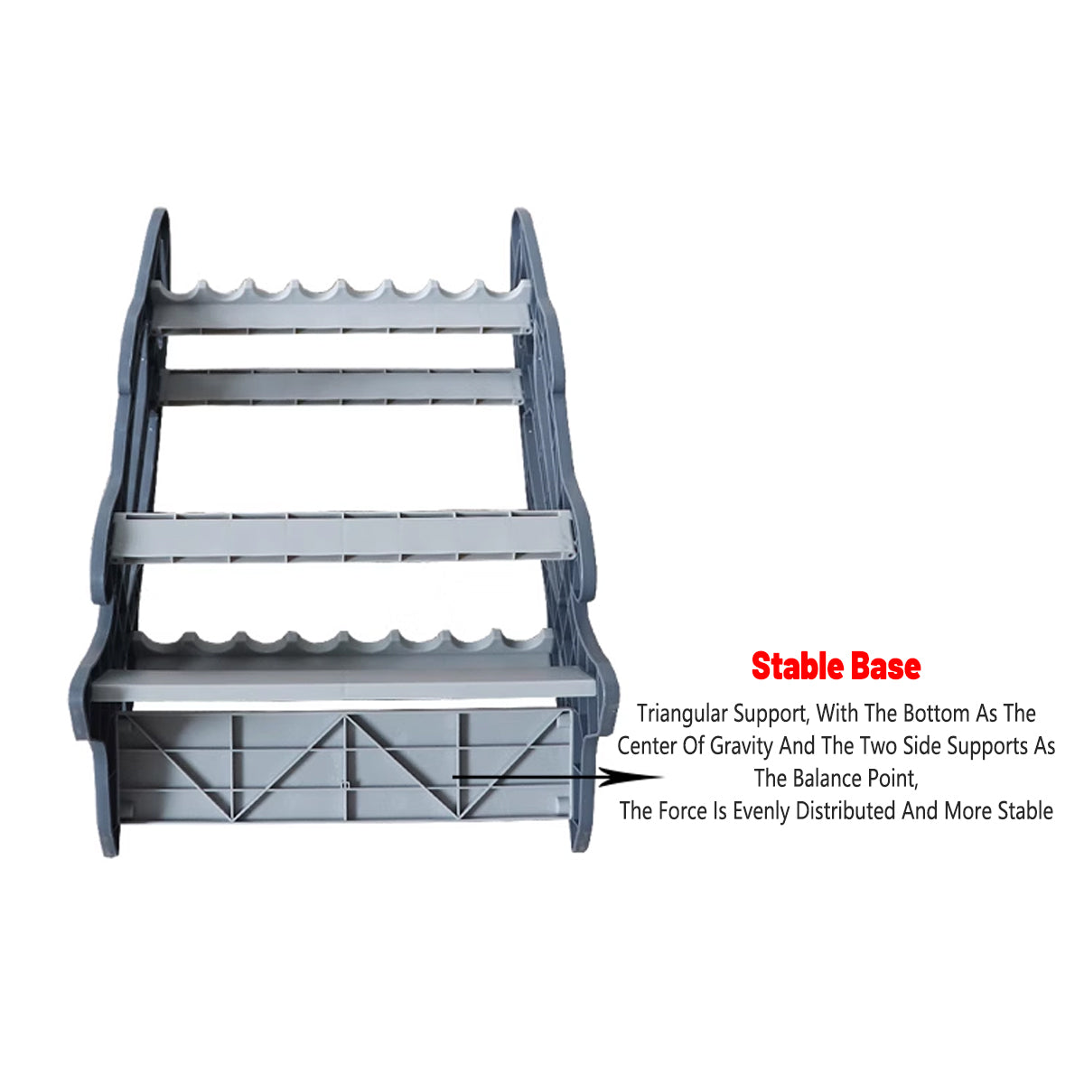 ABS Fishing Rod Display Rack Double Row Stand Holds 16 Rods