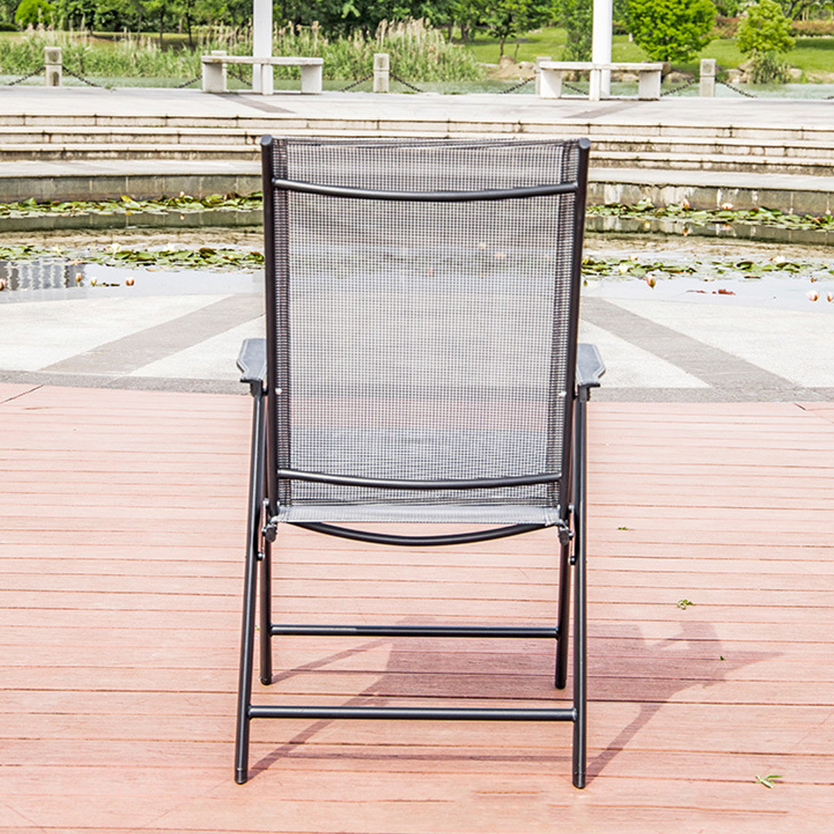 Comfortable Folding Metal Chair with Mesh Backrest for Outdoor Use
